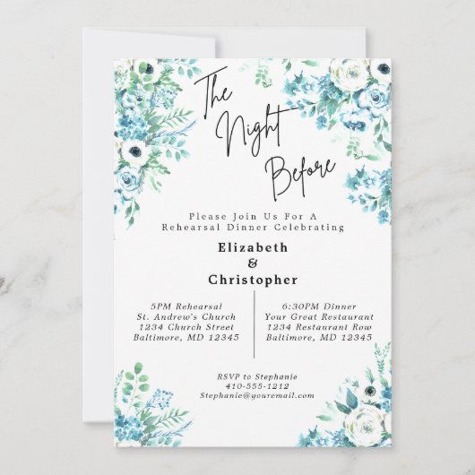 リハーサル結婚ディナー前の夜 招待状 (正面)
