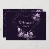 リハーサル結婚ディナー紫フローラ紫 招待状 (正面/裏面)