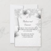 リハーサル結婚ディナー銀白色バラの花 招待状 (裏面)