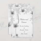 リハーサル結婚ディナー銀白色バラの花 招待状 (正面/裏面)