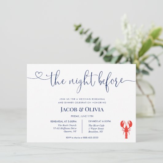 リハーサル結婚ディナー・インビタティの前夜 招待状 (スタンド正面)