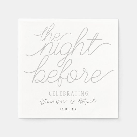 リハーサル結婚ナプキンスの前の結婚夜 スタンダードカクテルナプキン (正面)