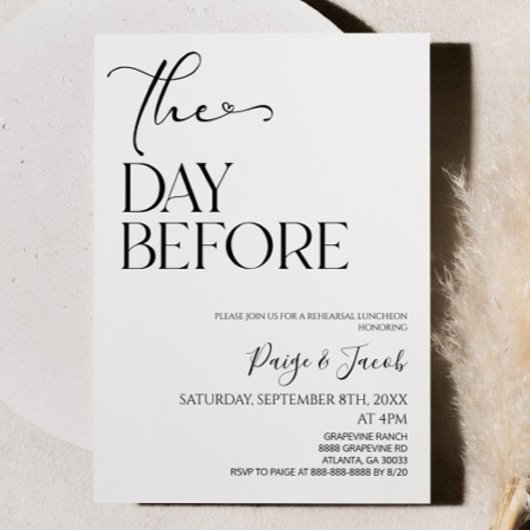 リハーサル結婚ランチの前日 招待状