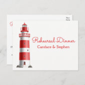 リハーサル航海のディナーライトハウスビーチ結婚式 インビテーションポストカード (正面/裏面)
