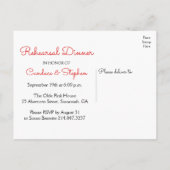 リハーサル航海のディナーライトハウスビーチ結婚式 インビテーションポストカード (裏面)