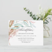 リハーサル | コーラル カッパー アクア 水彩画 葉 招待状 (スタンド正面)