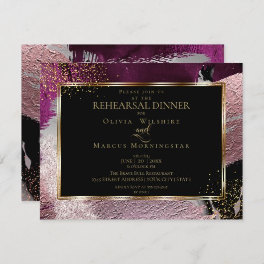 リハーサル |シニモダンーカシスはっきりしたストローク 招待状 (正面/裏面)