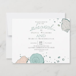リハーサル | シーシモダンェルズコーラルアンドティール（緑がかった色） 招待状