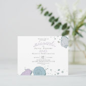 リハーサル |シーモダンシェルほこりっぽいブルー薄紫 招待状 (スタンド正面)