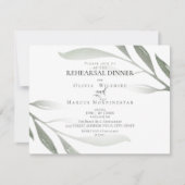 リハーサル |セージ緑のオリーブの枝の水色 招待状 (正面)