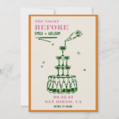 リハーサル・ディナーの前に手で一晩を引いた 招待状 (正面)