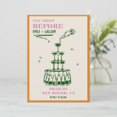 リハーサル・ディナーの前に手で一晩を引いた 招待状 (スタンド正面)