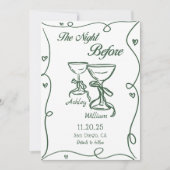 リハーサル・ディナーの前に手で一晩を引いた 招待状 (正面)
