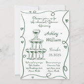 リハーサル・ディナーの前に手で一晩を引いた 招待状 (裏面)