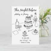 リハーサル・ディナーの前に手で一晩を引いた 招待状 (スタンド正面)