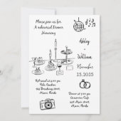 リハーサル・ディナーの前に手で一晩を引いた 招待状 (裏面)