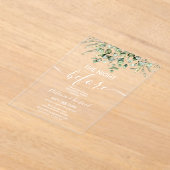 リハーサル・ディナーの前の夜に緑を作る アクリル招待状 (レイダウン)