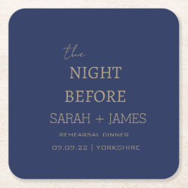 リハーサル・ディナーの前の夜のミニマル海軍 スクエアペーパーコースター