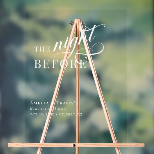 リハーサル・ディナーの前の夜の書道 アクリルサイン (ニュートラル)