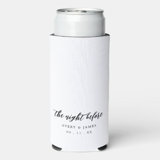 リハーサル・ディナーの前の夜の書道 スリム缶クーラー (Seltzer裏面)
