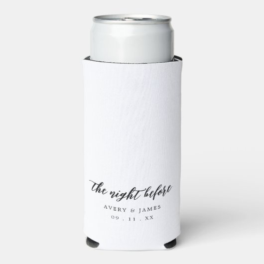 リハーサル・ディナーの前の夜の書道 スリム缶クーラー (Seltzer正面)