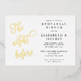 リハーサル・ディナーの前の夜の書道 箔招待状