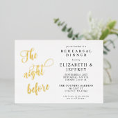 リハーサル・ディナーの前の夜の書道 箔招待状 (立ち正面)