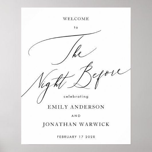 リハーサル・ディナーの前の夜の白黒 ポスター (正面)