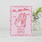 リハーサル・ディナー前の夜に描かれたピンクの手 招待状 (スタンド正面)