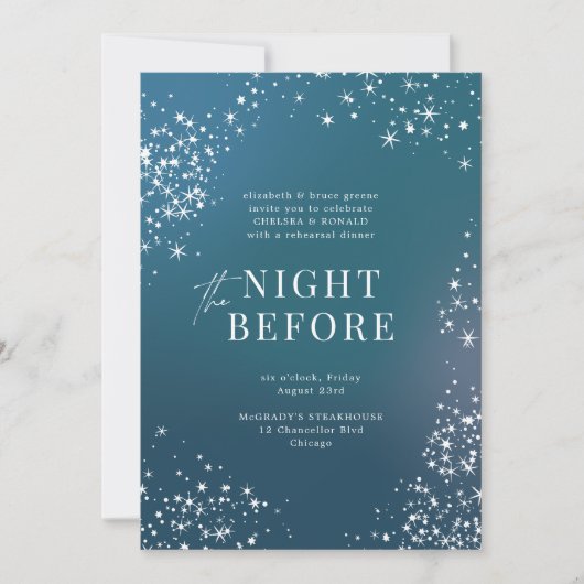 リハーサル・ディナー前の星空の夜 招待状 (正面)