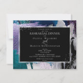 リハーサル | モダン シャイニー ボールド ライラック ティール 招待状 (正面)