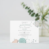 リハーサル | モダン シーシェル コーラルとティール 招待状 (スタンド正面)