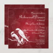 リハーサル·結婚ディナー·ラブ·バーズ·レッド 招待状 (正面/裏面)