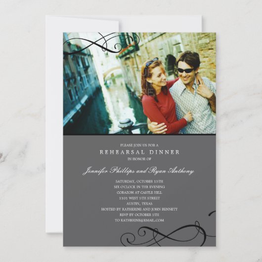 リハースタイリッシュサルディナーまたはウェディングシャワー 招待状 (正面)