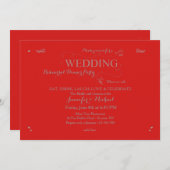 リハー結婚サルディナーパーティの招待状レッド 招待状 (正面/裏面)