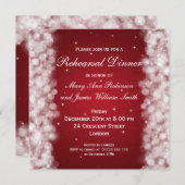 リハー結婚サルディナーパーティーが赤に輝く 招待状 (正面/裏面)