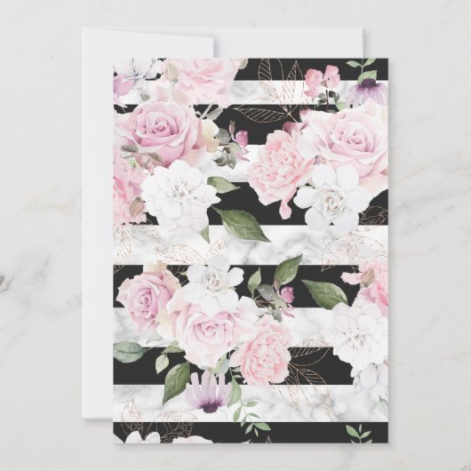 リハー結婚サルディナーフローラマーブルブラックシック 招待状 (裏面)