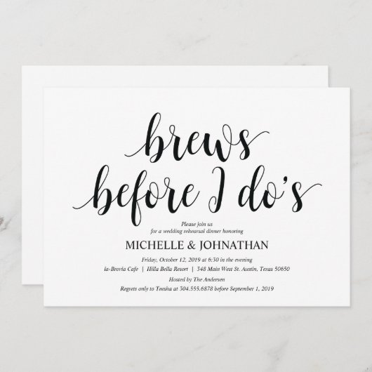 リハー結婚サルディナー招待状カード 招待状 (正面/裏面)