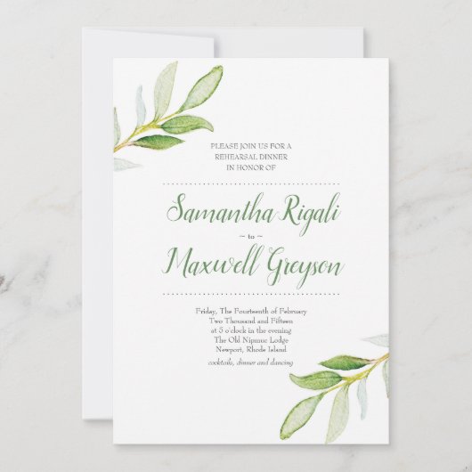 リハー結婚サルディナー招待状 招待状 (正面)