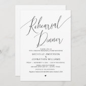 『リハー結婚サル・ディナー』シンプル Blackモダン 招待状 (正面/裏面)