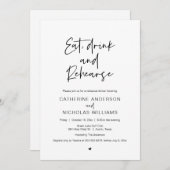 リハー結婚サル・ディナー、飲み食べ物、リハーサル 招待状 (正面/裏面)