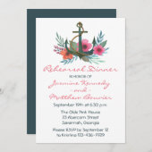 リハー航海のサルディナーいかりフローラピンクティール（緑がかった色） 招待状 (正面/裏面)