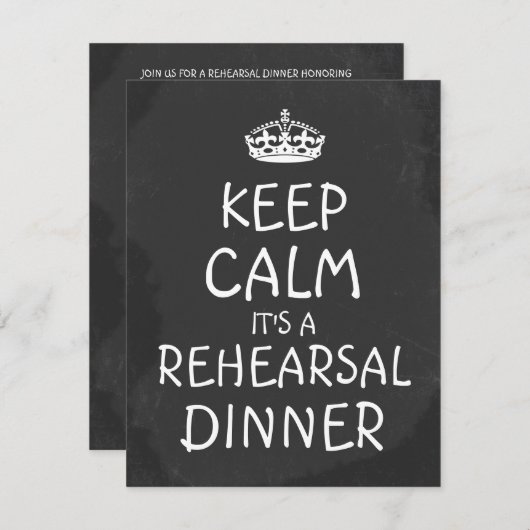 リハ保ーサルのディナーを落ち着けるChalkboard結婚式 招待状 (正面/裏面)
