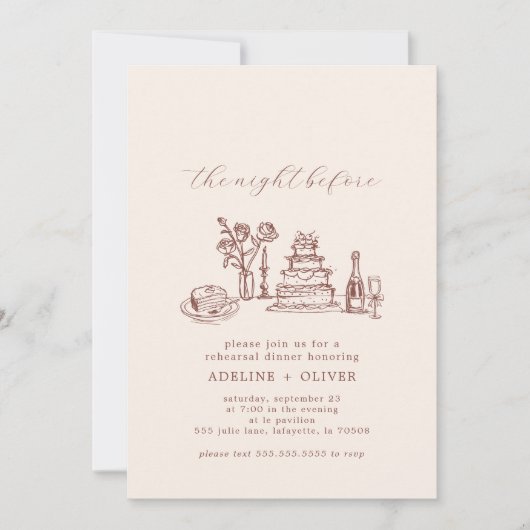 リハ図解入りの、写真付きのーサルディナー招待状 招待状 (正面)