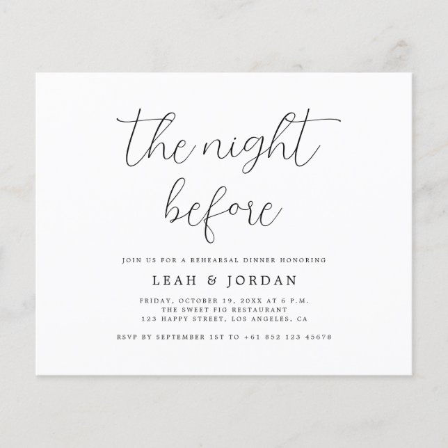 リハ素朴ーサルディナーの前夜の予算 (正面)