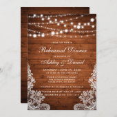 リハ素朴ーサルディナーウッドストリングライトレース 招待状 (正面/裏面)