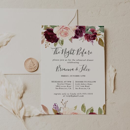 リハ素朴ーサル前のフローラ夜 招待状