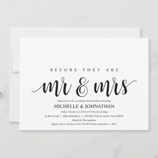 リハ素朴結婚ーサルディナー招待状カード 招待状 (正面)