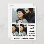 リハ結婚ーサルディナーカスタム3フォトコラージュ インビテーションポストカード (正面/裏面)