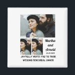 リハ結婚ーサルディナーカスタム3フォトコラージュ マグネット<br><div class="desc">のリハ結婚ーサルディナー招待状カスタム3 Photo Collage.写真とユニーク結婚式招待状を作成し、このテンプレートを使用して名前と日付を変更結婚する。</div>